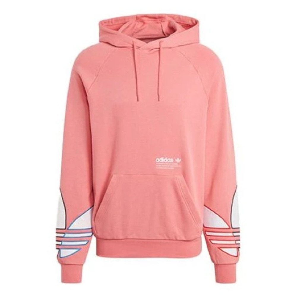adidas Originals | Mens Adicolor Tricolor Trefoil Hoodie Hazard Rose